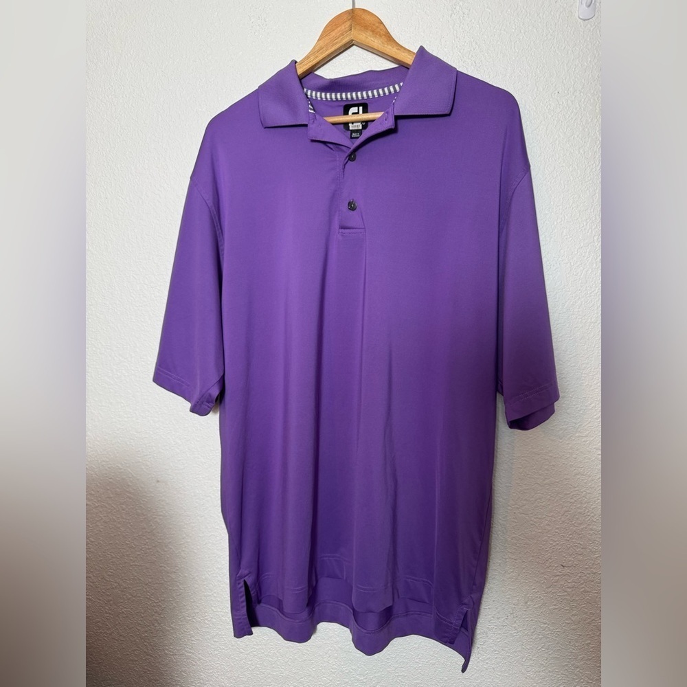 FJ Foot Joy Men's Purple Polo Shirt Large 3 button